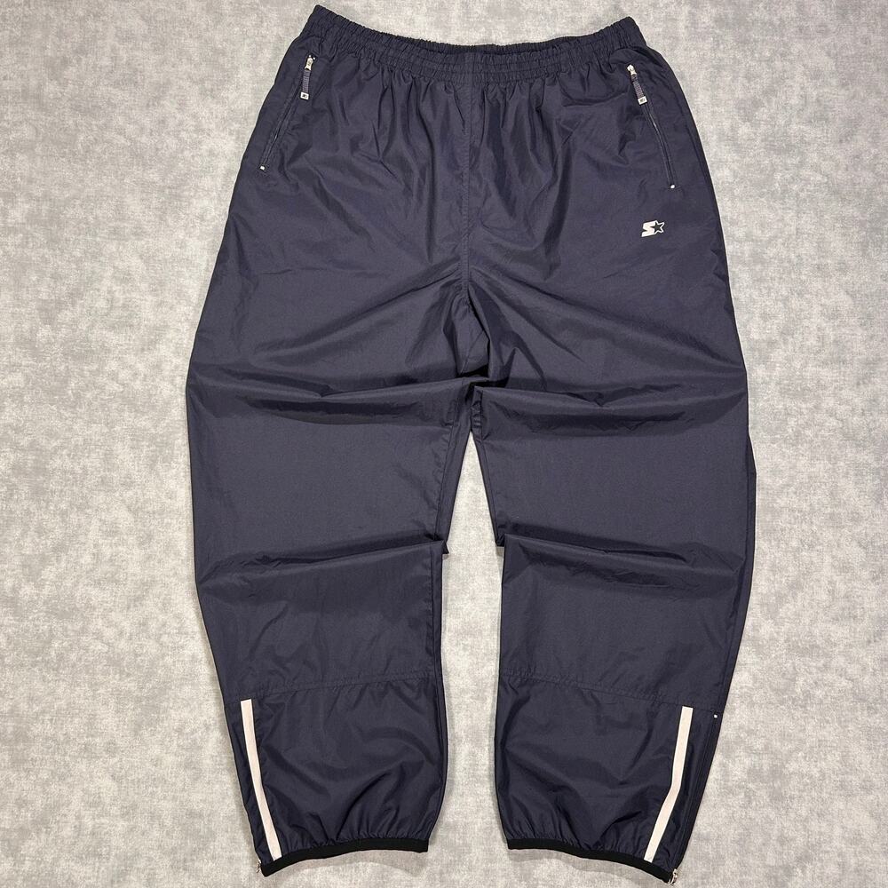 Vintage Y2K Starter Track Pants Navy Blue Reflective Windbreaker Mens XL